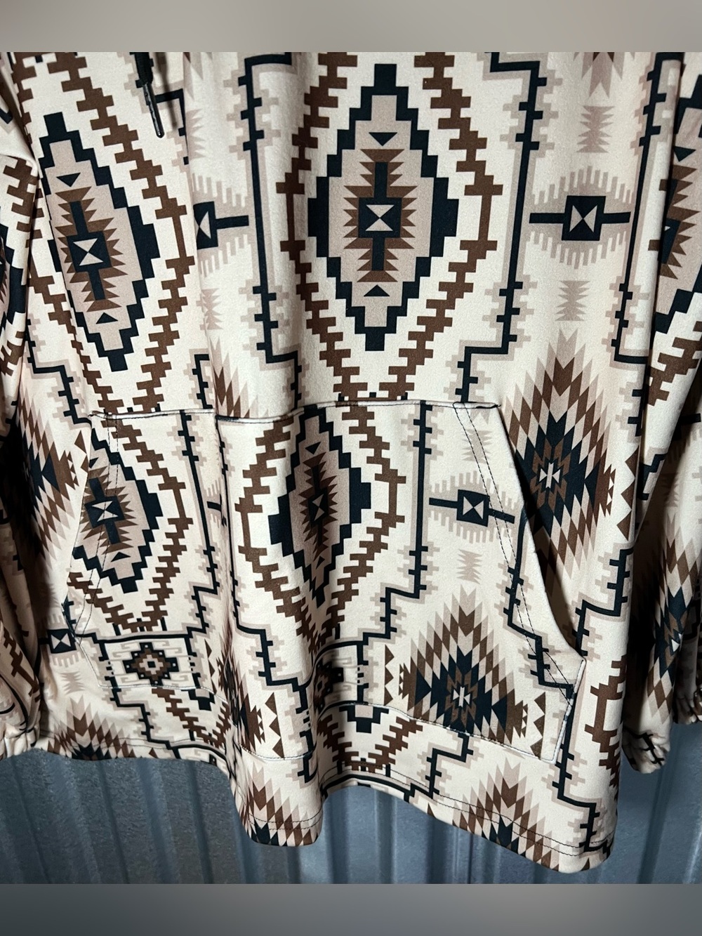 Sterling Kreek 1/4 Zip Southwest Print Zip Hoodie - Beige & Brown NWT 3x - Picture 3 of 6